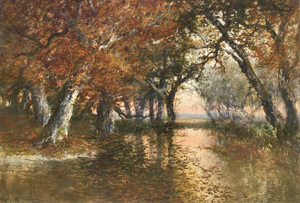 Hugo Anton Fisher Marsh Fall Sunset, probably a marsh on the island of Alameda in San Francisco Bay, Fisher's home.